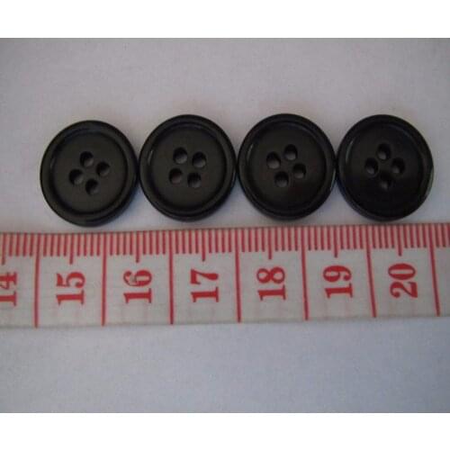 Free shipping 15mm black 4 holes resin button ployster button whosale can engraved logo blouse button 200pcs