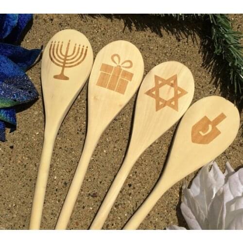 Personalized engraved Hanukkah Chanukah Wooden kitchen spoons bridal shower Wedding birthday baby baptism party favors gifts