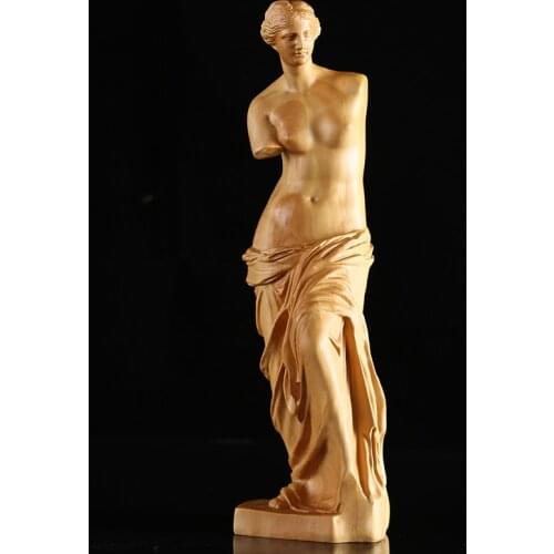 20CM Venus Figure Wood Staute Sculpture Home Furnishing Art Carving Beauty Crafts Gifts Home Decor