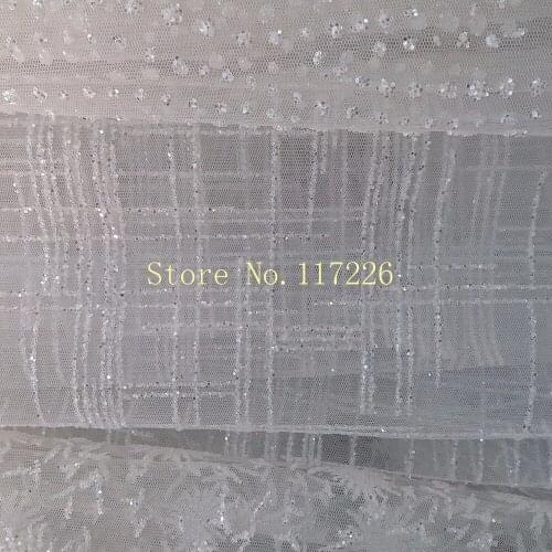 French tulle net lace material African net lace fabric beautiful JRB-5737 with white glued glitter tulle lace fabric