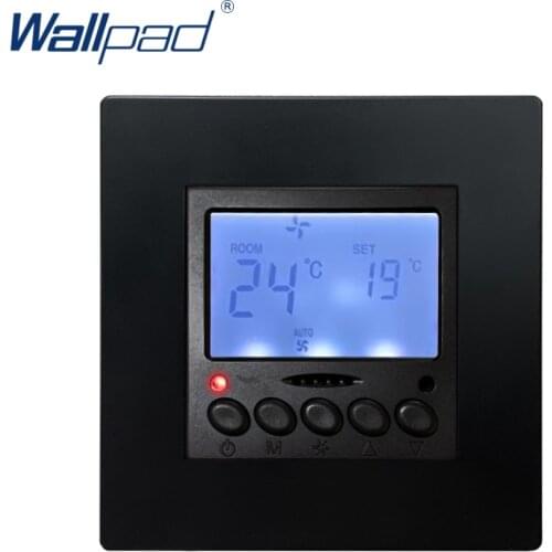 Hotel Temperature Control Switch Air Conditioner Dry Contact and 12V RS 485 MODBUS Wallpad Black PC Panel