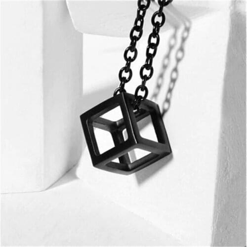 CUBE TITANIUM BLACK NECKLACE 318307124