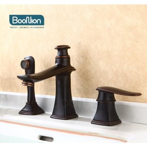 Boonion brass Hot And Cold Water Bathroom Faucet Wall Mount Mixer Wash Basin Bath With Modern Single Wheel