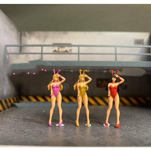 1/64 Scale Resin Die-casting Bunny Girl Car Scene Doll Model Scene Layout Collection Decoration Toy