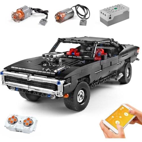 MOULD KING 13081 App Motorized Car With 42111 Ultimate Muscle Charger Car Building Blocks Boys Toys Christmas Gifts