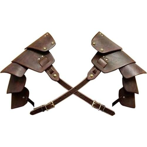 Shoulder Belt Armor Faux Leather Medieval Knight Costume Ren Faire Pauldron Gear Men Larp Kit Halloween For Adult Spaulders