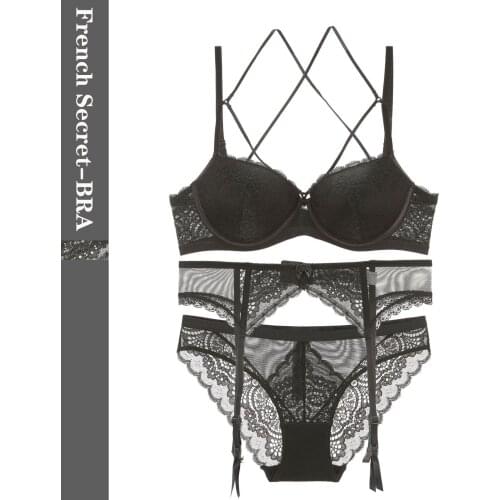 New Top Thin Bottom Thick Push up Bra Set European and American Underwear Beautiful Back Sexy Garter Women