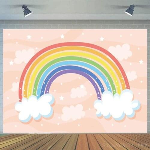 Clouds Rainbow Stars Baby Shower Photo Backdrops Kids Birthday Banner Newborn Cartoon Photography Backgrounds Photocall Supplies