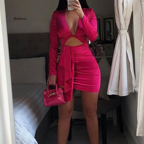 Bodycon Dress Black Elegant Ladies Cut Out Ruched One-piece Clothes For Women Fall Spring Party Club Outfits Sexy 2021 Fashion