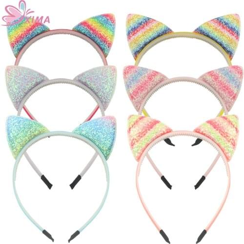 XIMA 6pcs/lot Cat Ears Head Bands Fashion Lady Women Hoops Girl Hairband for Birthday Party Hair Accessories