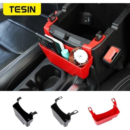 TESIN Stowing Tidying Car Rear Armrest Storage Box Organizer Barrel Case For Jeep Wrangler JL JT 2018-2020 Interior Accessories