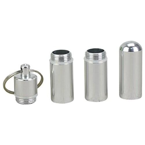 Portable Mini Pill Bottle Keychain Aluminum Container Waterproof Travel Medicine Holder Case Keyring EK-New