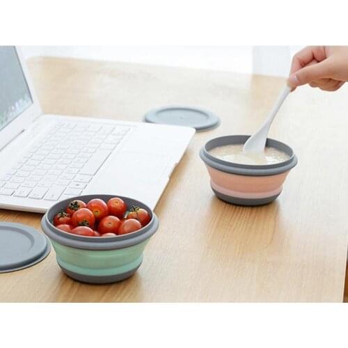 Professional3Pcs/Set Bowl Sets Silicone Folding Lunch Box Folding Bowl Portable Silicone Folding Bowl Foldable Salad Bowl with L