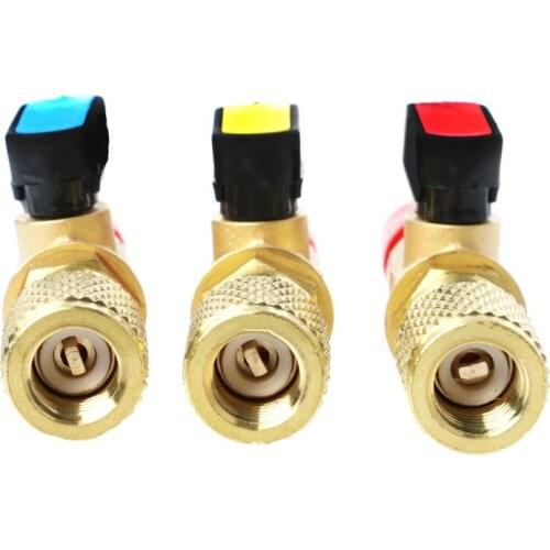 Q9QD 1/4" Male to 5/16" Female SAE R410A Refrigerant Straight Ball Valve AC Charging