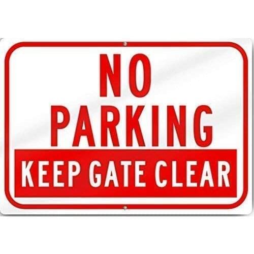 Retro Tin Sign Metal Sign 8x12Inch,No Parking Keep Gate Clear Sign Tall Wall Decor Beer SignChic Art Unique Bar Drinking Offic