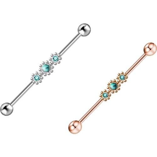 TIANCIFBYJS 14 Gauge Tragus Earrings Surgical Steel Industrial Barbell Cartilage Body Piercing Jewelry 50pcs Silver Rose Gold