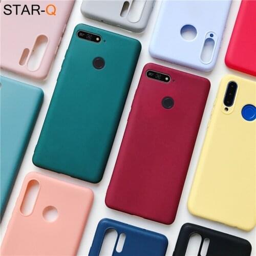 Candy color silicone phone case for huawei 7a 5.45 7c pro 5.7 5.99 russia matte soft tpu back cover on honor play 7x 6x 7s