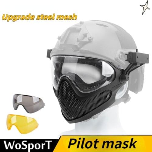 Tactical Mask Tracer Airsoft Mask Impact Resistant Matching FAST Helmet Steel Mesh Eye Protection Goggles for Airsoft Paintball