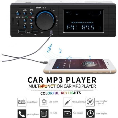 Universal In-Dash Dual USB Bluetooth Multifunctional Car Stereo Radio FM Aux Input MP3 Audio Player with Fast Phone Charging