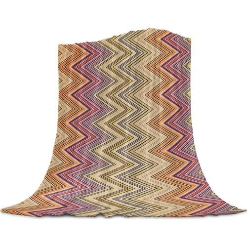 Ethnic Style Stripes Abstract Design Throw Blanket Home Decoration Sofa Blanket Warm Microfiber Blankets for Bedroom