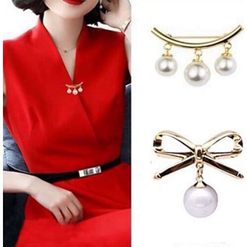 Pearl Fixed Strap Charm Safety Pin Women Dress Colthing Anti-glare Pin Jewelry Accessories Hijab Scarf Pashmina Buckle Brooch