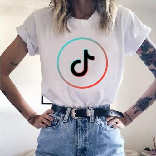 TIK TOK Tshirt Tops Summer casual oversized Women T-shirts hip hop Streetwear short sleeve tshirt