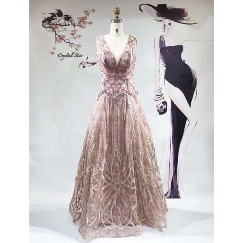 Evening Dresses Pink Luxury Long 2021 Sequin For Women Party Summer Wedding Ball Gowns HO1024