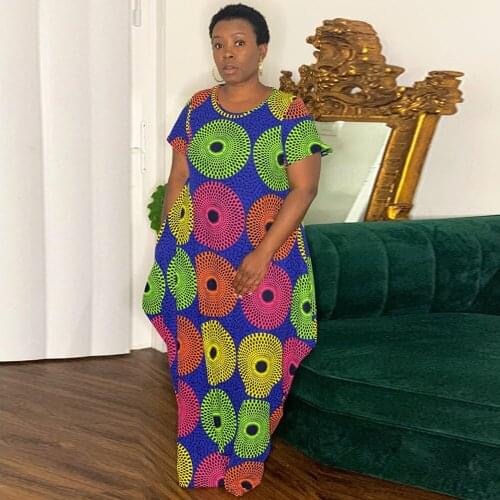 Leopard Plaid Polka Dot Print Oversized Dress for Women Round Neck Short Sleeve Loose Dress Vintage Floor Length Maxi Dresses