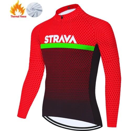 Strava Winter Thermal Fleece Tenue Cyclisme Homme Shirts Manga Longa Ciclismo Camisa Time Cycling Jersey Fietskleding Heren