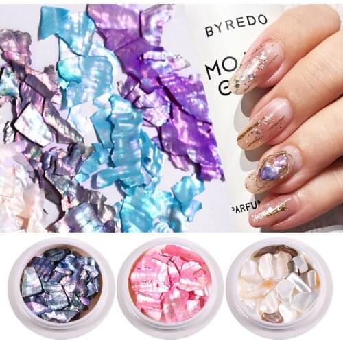 1 Box 3D Abalone Shell Flakes Natural Irregular Shell Slice Pearls Nail Art Decorations Charm Spangles Tips Manicure Accessories