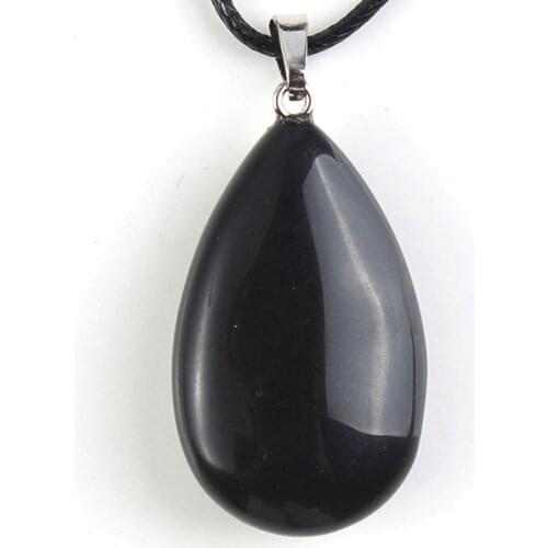 100-Unique 1 Pcs Summer Style Silver Plated Black Onyx Water Drop Pendant Charm Jewelry