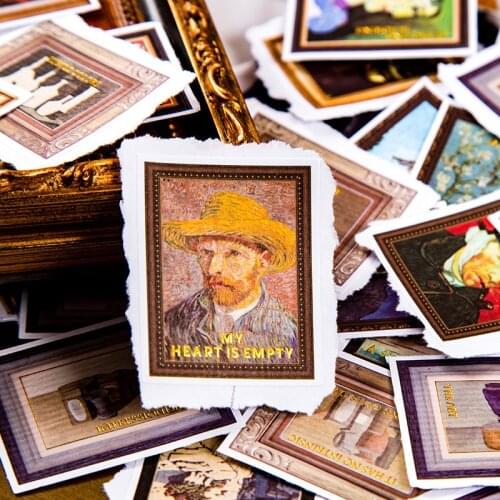 24 Pcs Artist Painting Stamp Stickers Vintage Stamps Assortment Adhesive Paper Sticker Decor Envelope Bag Seal For Diary Album