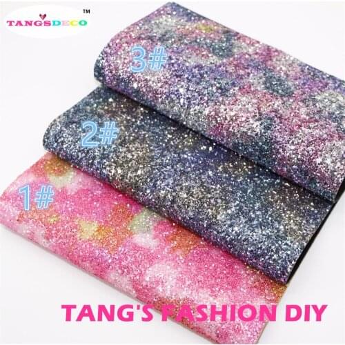 3pcs---20X22CM DIY Hair Bow Material High Quality Top-Level Mix Color Chunky Glitter PU Synthetic Faux Leathers