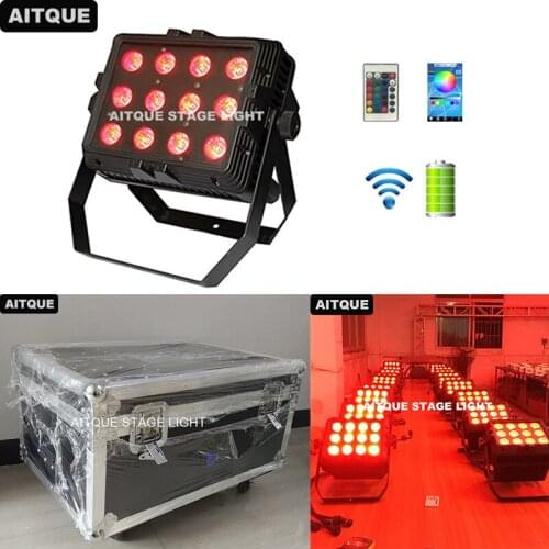 4pcs DJ smart wallwasher 12pcs 18w rgbwa uv battery led wall washer light battery powered led stage lights led uplight flycase