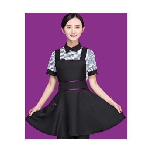 4 colors black waitress apron with the pocket cooking apron chinese restaurant uniform apron fast food wear restaurant apron