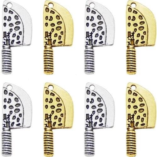 40pcs Cute Kitchen Knife Charms Alloy Metal Pendants Antiqued Silver Color For Bracelets Necklace Jewelry DIY Accessory