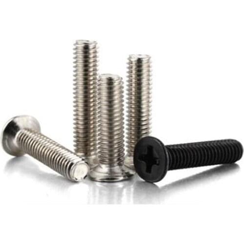 50/100pcs M1 M1.2 M1.4 M1.6 M2 M2.5 M3 Mini Small Black 304 Stainless steel Cross Phillips Flat Countersunk Head Screw Bolt