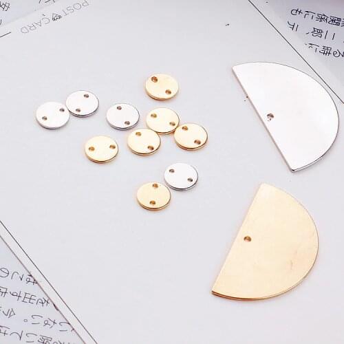 DIY accessories green copper fittings Semicircle double orifice round minimalist earrings ear clip earrings jewelry materials