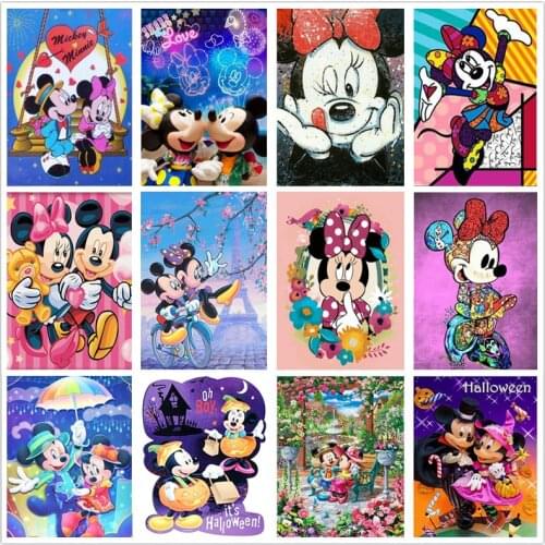 5D DIY Diamond Painting Disney Cartoon Mickey Mouse Mickey Minnie Couple Cross Stitch Kit Full Drill Embroidery Mosaic Art Decor