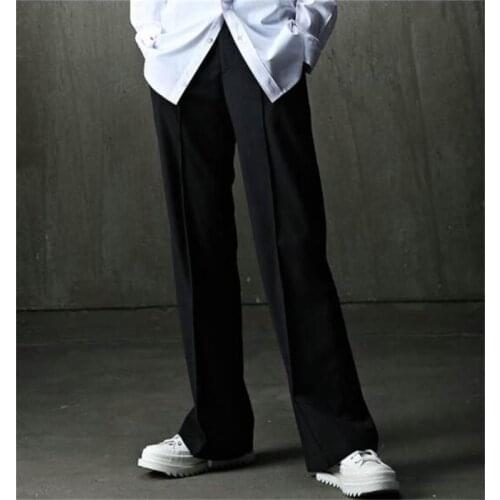 Big fashion brand mens new solid color straight through trend casual pants mens and womens youth black trousers Yamamoto styl