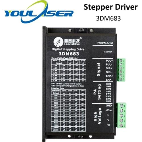 YOULASER Leadshine 3 Phase 3DM683 Stepper Motor Driver 20-60VDC 0.5-8.3A