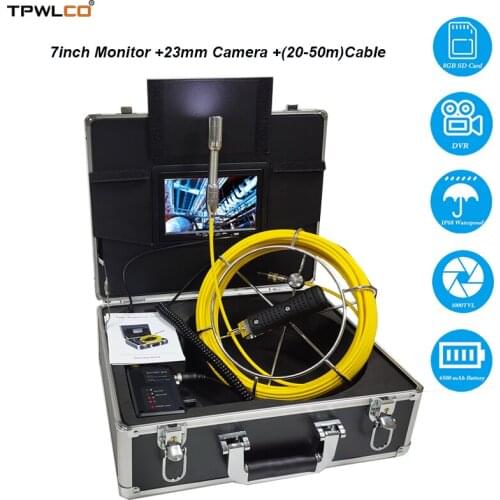 Drain Sewer Pipeline Industrial Camera System With 7inch Screen 20-50m Cable 23mm Underwater Camera 8GB SD Card With DVR