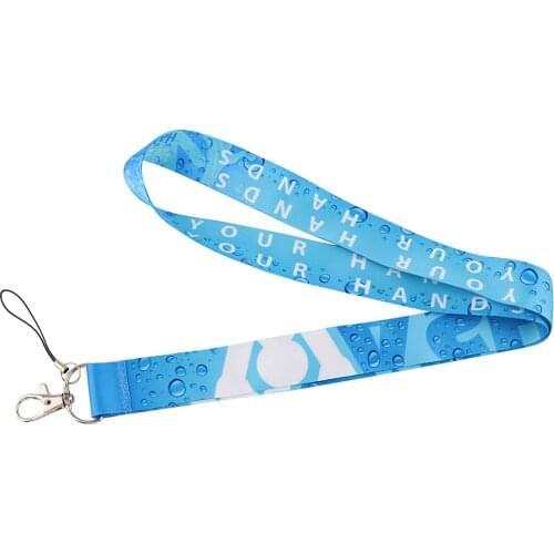 E3441 Please Wash Your Hands Keychain Accessories Mobile Phone ID Badge Holder Keys Straps Neck Lanyard Camera Ribbon