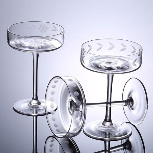 Europe Flat classic wine glass lead-free Crystal cocktail glasses Crosscut dried martini cup Margaret cup Goblet wine cup