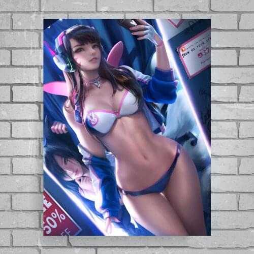 Overwatch game poster canvas painting frame painting living room study bedroom home decoration supplies wall art canvas painting