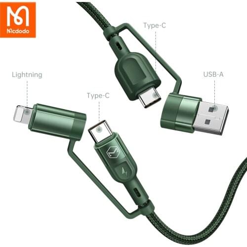 Mcdodo 4 in 1 3A Fast Charging Cable Type C to Type C to USB to Lightning Data Transmission Cable For iphone Xiaomi Samsung S10