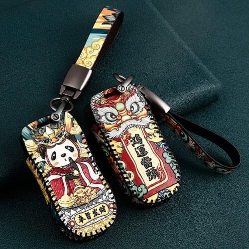 Leather Car Key Case Cover For Geely Coolray Atlas Boyue NL3 Emgrand X7 EX7 SUV GT GC9 Borui