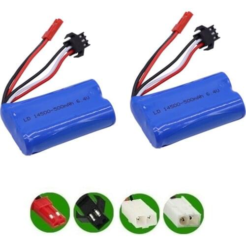 Li-ion Battery for Wltoys 18401/18402 Remote Control Off-road Vehicle 6.4V 14500 500mah battery for RC toys Car Boat 2PCS/lot