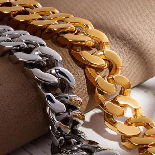 Cool Strong Silver Color/Gold/Black Stainless Steel Cuban Curb Chain Jewelry Mens Unisexs Bracelet Bangle 8.5"*20MM