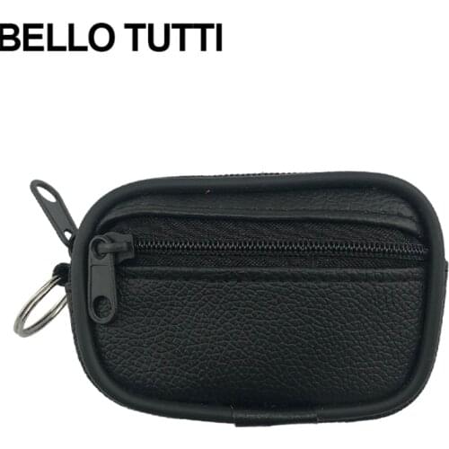 BELLO TUTTI PU Leather Men Coin Purse Small Wallet Fashion Waist Belt Loops Bag Mini Case Pocket Bag Coin Case Black Keys Packet